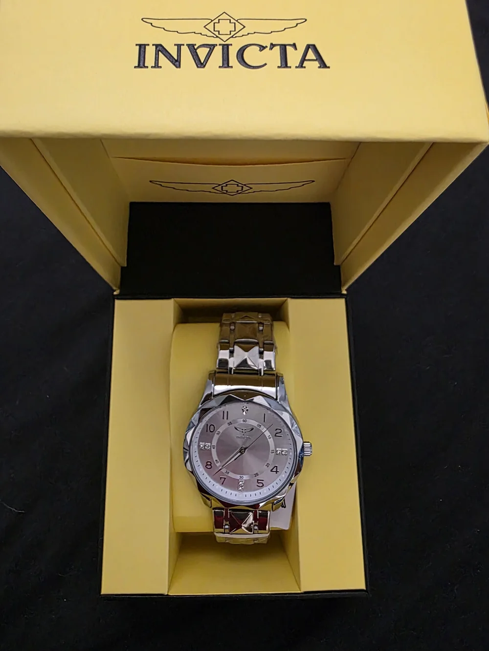 Invicta Silver Stainless Steel Men's Watch with Crystal Accents